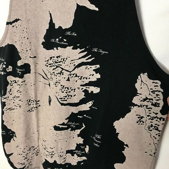 3/$20 Game Of Thrones NWT Junior Small Map Tank Top 100% Cotton Black Tan HBO - Picture 5 of 7